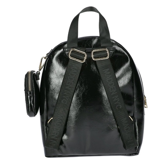 Madden NYC Faux Leather Dome Ring Backpack Black NWT - Picture 3 of 8